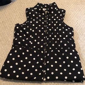 Black and white polka dot zip up vest